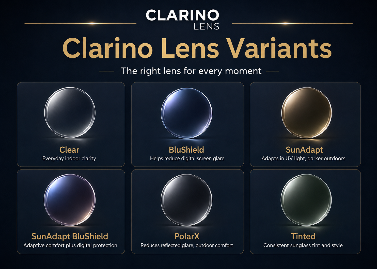 Clarino lens variants overview