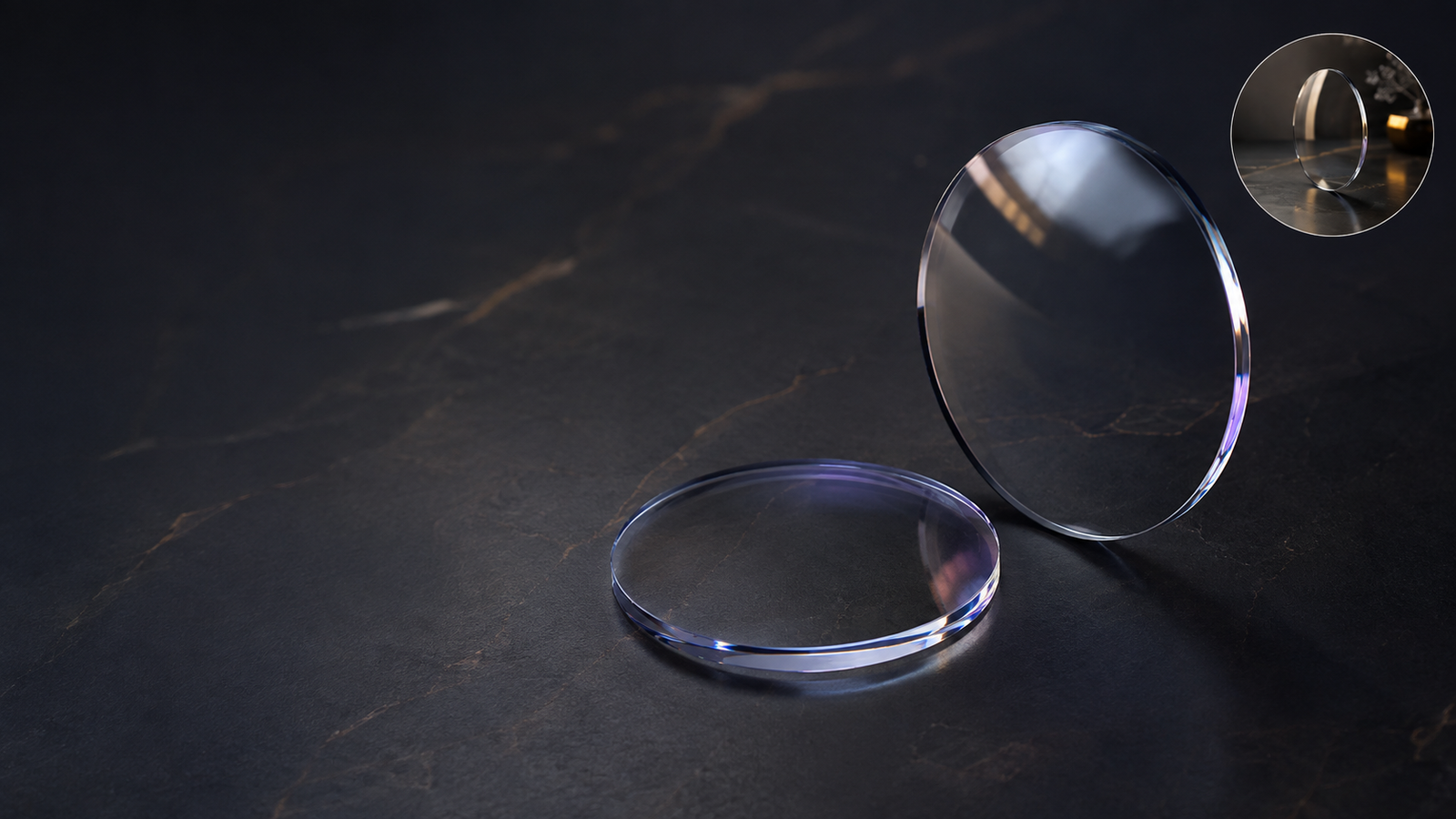 Clarino optical lens in a premium dark studio setting