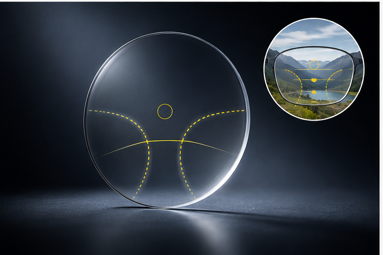 Clarino progressive lens with illuminated visual zones